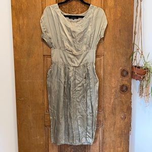 Isabel Marant silk dress size 1 tan gold zipper